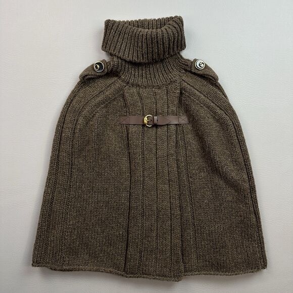 Gucci Cape Poncho Women's Small Brown Camel Wool Knit Turtleneck Made in Italy - Picture 1 of 16